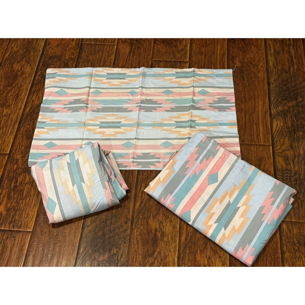 Lady Pepperell Sheet‎ Set Twin Pink Blue Southwest Excellent Vintage Percale USA
